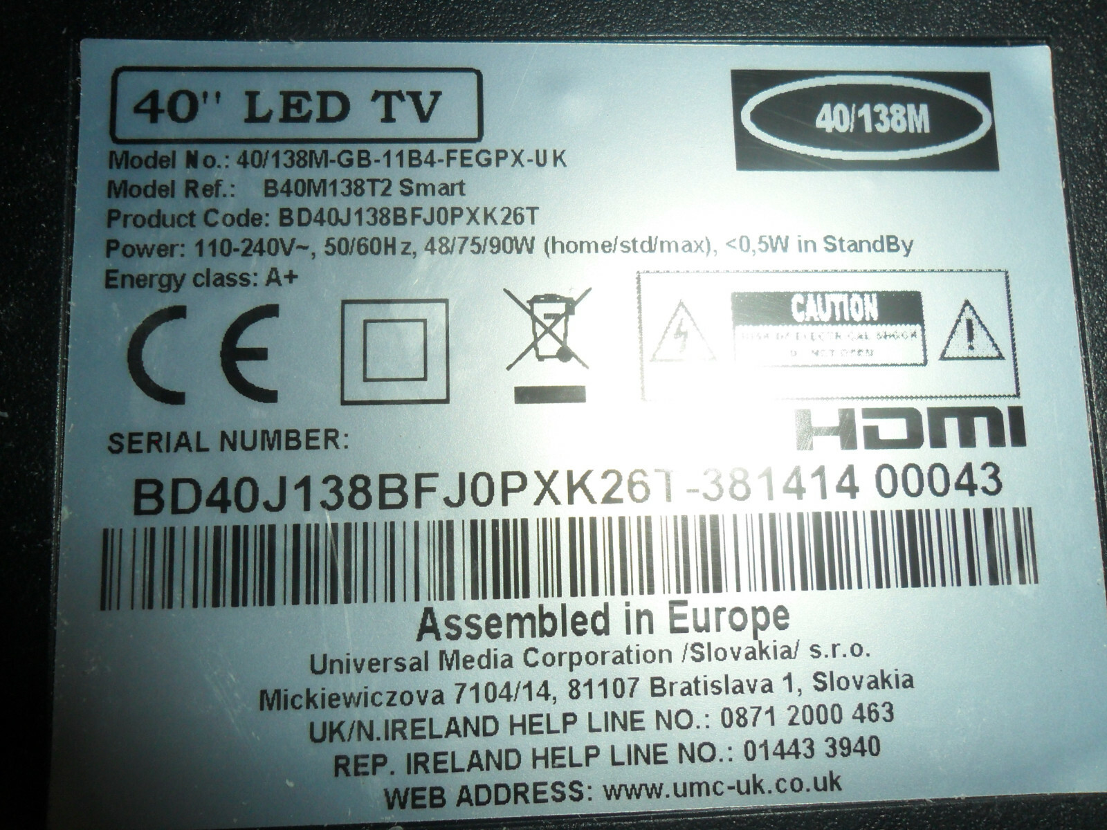 Telecomando Di Ricambio Per Blaupunkt TV 40/138M GB 11B4 FEGQPX UK | 40/148M GB 11B FEGBQUX EU | 43/134M GB 11B FEGBPX EU - Foto 4