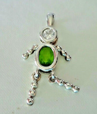 Sterling Silver 30x14mm Movable May Green Birthstone Boy Charm with Bale