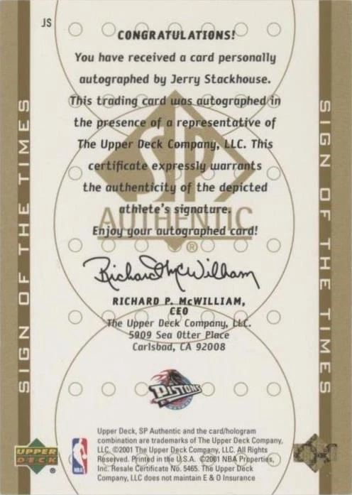 2000-01 SP Authentic - Jerry Stackhouse #JS