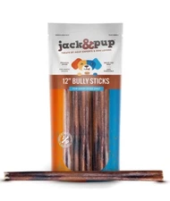 Jack&Pup 12 Inch Bully Sticks for Large Dogs (Thick - 12 Inch, 10 Pack)