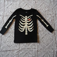 Old Navy Black Skeleton Pajama Top Halloween boys size 18-24 months navy new