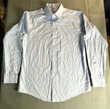Brooks Brother Dress Shirt Men 16 Blue Slim Fit Non Iron Cotton Collar Button-Up