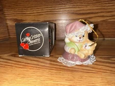 Vintage Jasco Caring Critter Chimer Porcelain Bell Ornament - Mother Baby Bear