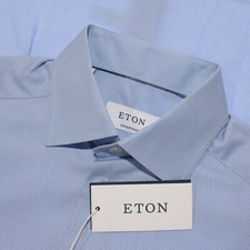 Eton NWD Dress Shirt Size 38 15 Contemporary Fit Roughly Solid Blue 100 Cotton