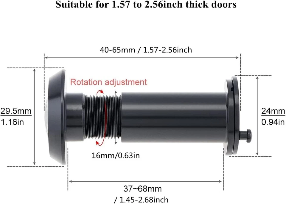 200度视图窥视孔门查看器安全窥视孔适用于1.57至2.56英寸门 — 第 3/4 张图片