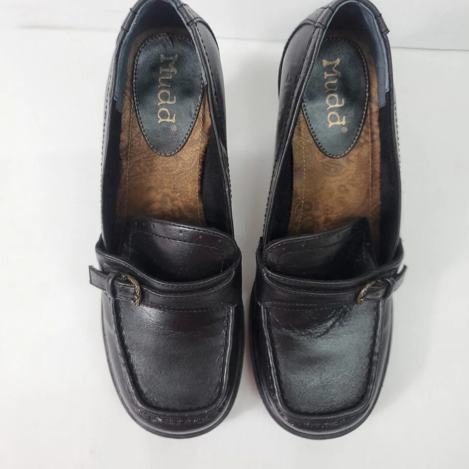 Винтажные женские туфли Y2K Mudd 8 М коричневые коренастые квадратные мокасины Oxford 2000-е - Изображение 2 из 4
