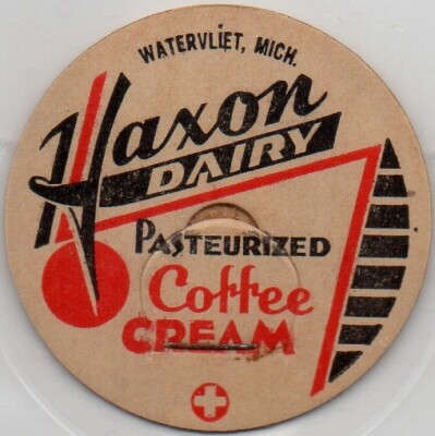 Milk Bottle Cap - Haxon Dairy - Watervliet, MI (Michigan) - COFFEE CREAM