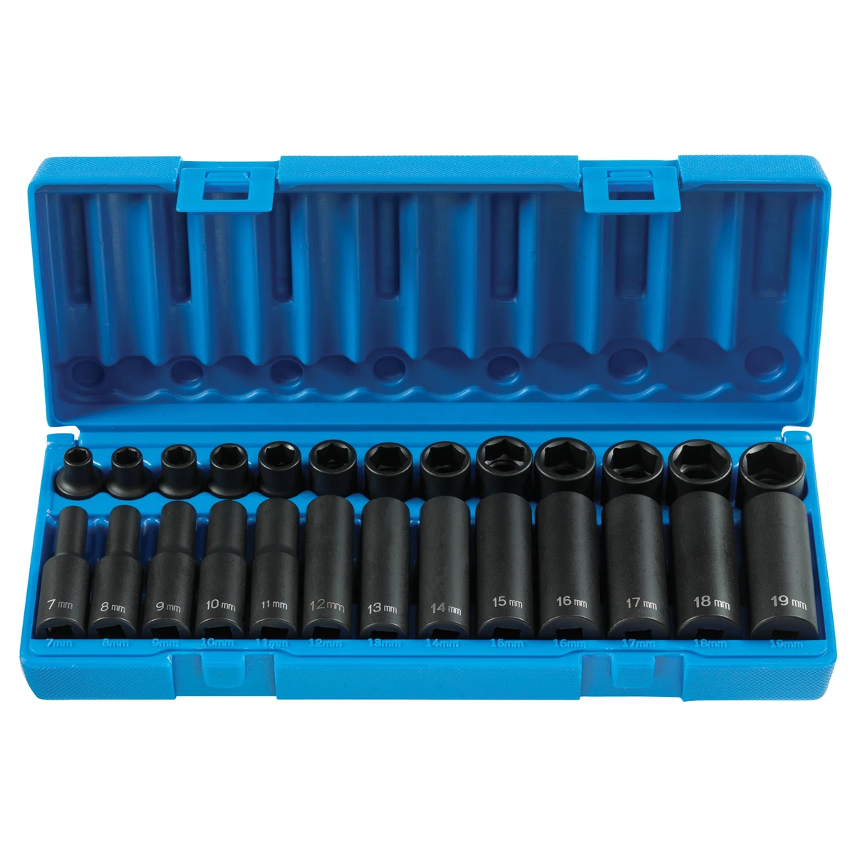 Juego De 13 Dados De Impacto Métricos Grey Pneumatic 3/8" - Estuche Incluido, De 7 A 19mm, 12 Puntas