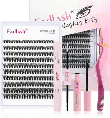 DIY Individual Cluster Lashes Kit , 40D-0.07-D-mix(12-18mm, 200 cluster