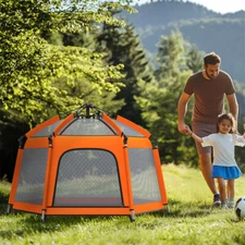 Baby Playpen Foldable Indoor Outdoor Babies Toddlers Pop up Beach Tent w/ Canopy