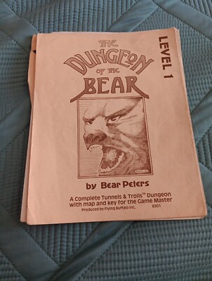 Dugeon Of The Bear Level 1 Booklet 1978 #8301 Tunnels & Trolls Dungeon Map & Key