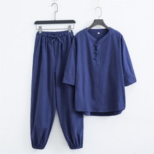 Mens Tracksuit 2-Piece Set Short Sleeve T Shirt Pants Sweatsuit Outfit Set