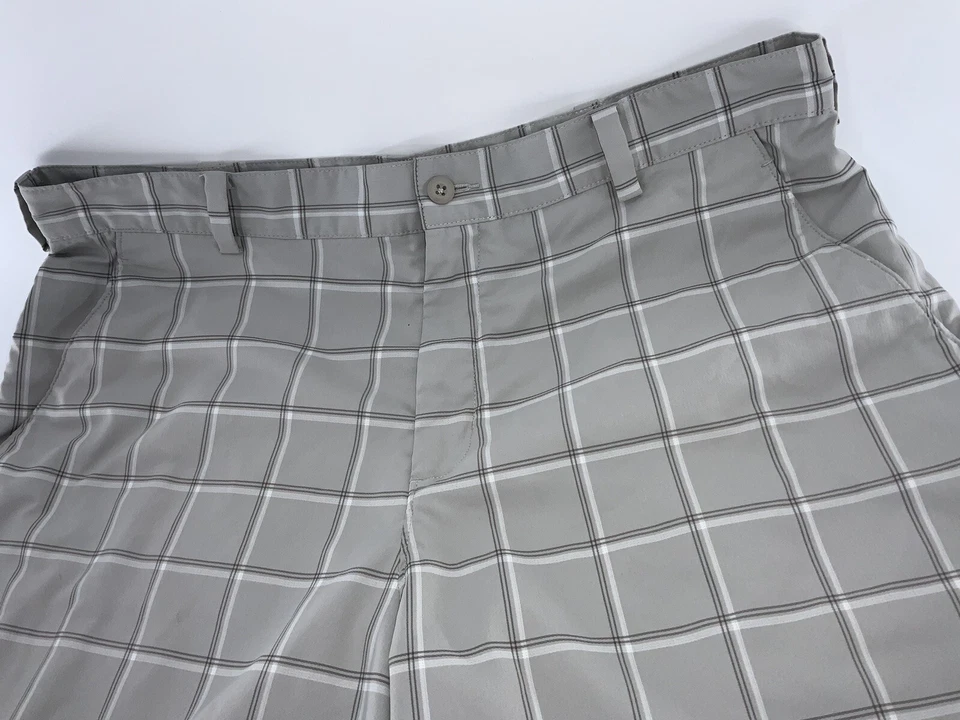 Pantalones Cortos de Golf Nike Para Hombre Talla 34 Gris Claro Blanco Cuadros Poliéster Elastizados YGI W3-6 Foto 3 de 4