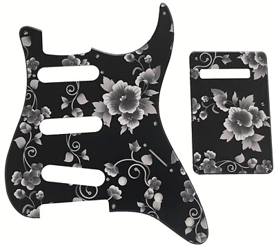 Pickguard For Fender US 57' 8 Sctew Stratocaster Strat Guitar +Backplate Flower