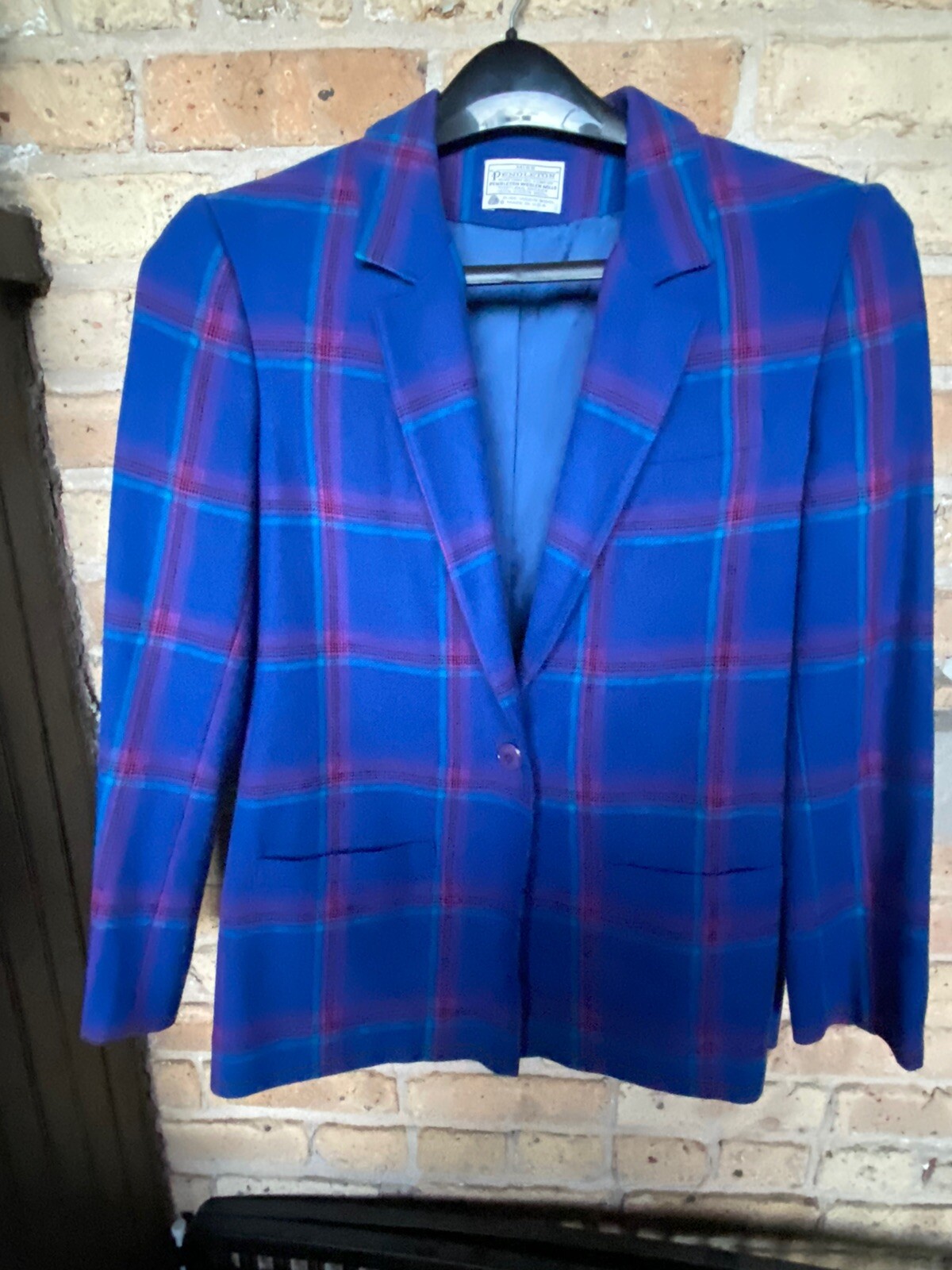 Pendleton Wool Blazer Small Jacket Blue Plaid - image 1