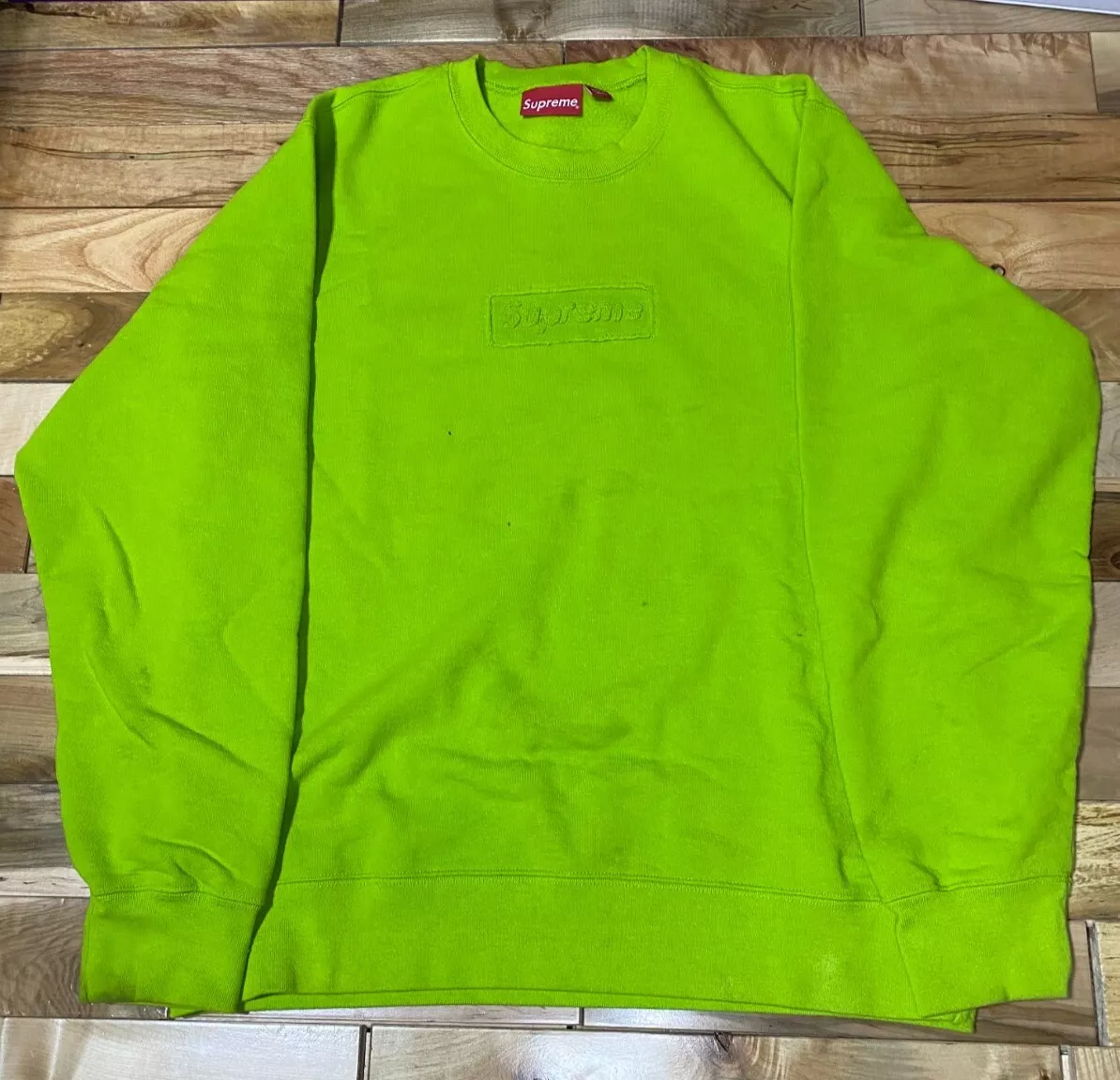 Perfect Condition Supreme Box Logo Hoodie Bogo Black w/ Lime Green Logo  (Large)