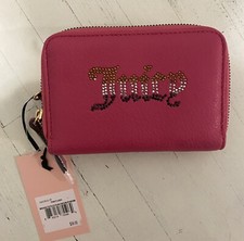 Juicy Couture Breaking The Rules Double Medium Zip Around Wallet Pink Flash NEW