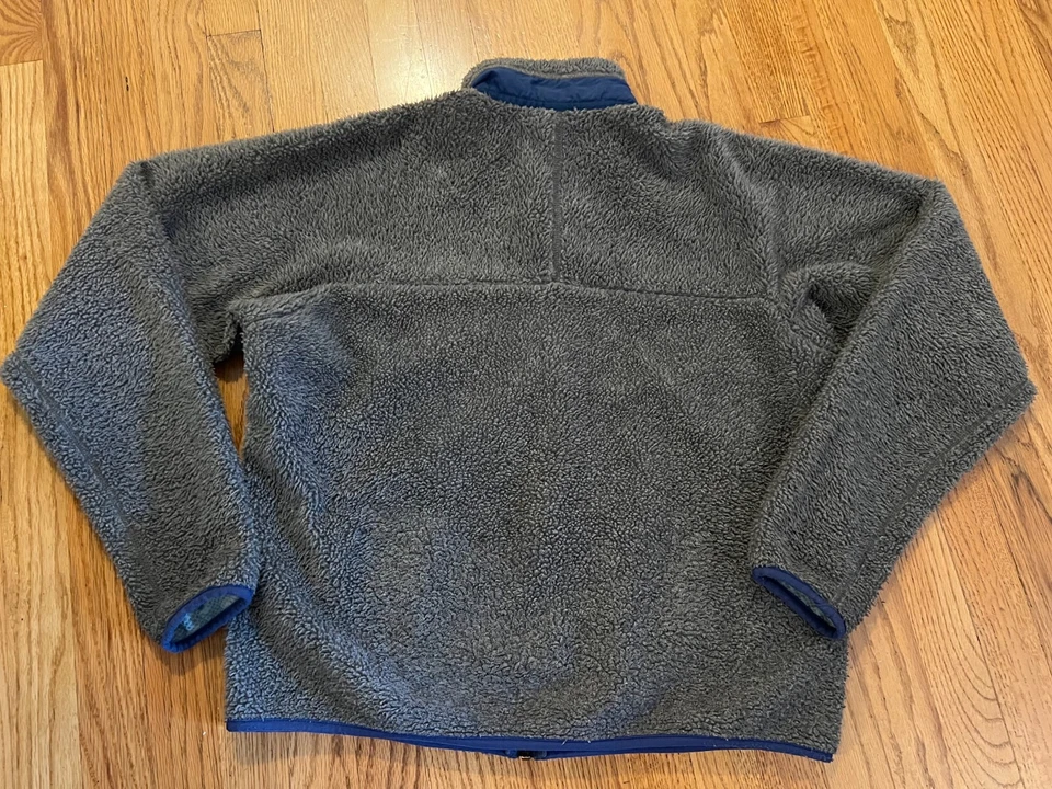 VTG Patagonia Men's Retro X Deep Pile Fleece Full Zip Grey/Blue Medium USA Made - Image 2 of 4