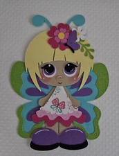 Butterfly Girl Blonde Hair Scrapbook, Card Making Paper Piecing