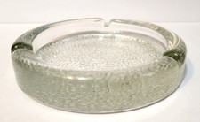 Vintage Pebble Textured Bottom Glass Ashtray Three Slots Trinket 5.5" MCM