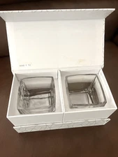 JoyJolt Whiskey Scotch Heavy Square Glasses Carrie Barware - Lot of 2