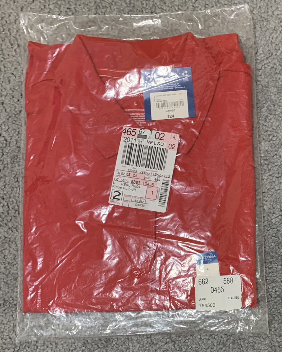 Arizona Jean Polo Shirt Red Pullover Short Sleeve Sz Junior Large