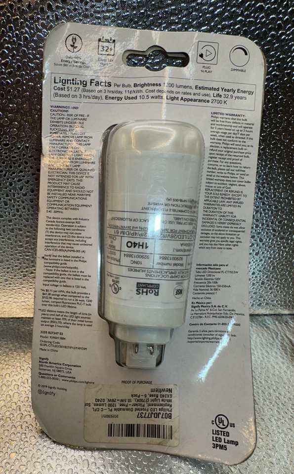Philips PL-C PL-T 26w 10.5w LED Dimmable Soft White Light 4Pin 1200 Lumens - Image 3 of 4