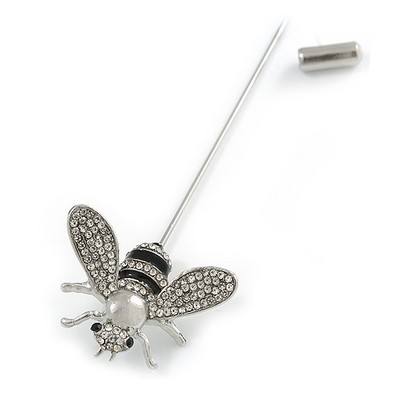 Biene Revers, Mütze, Anzug, Smoking, Schal, Mantel Stick Brosche Anstecknadel silberfarben / 60 mm L