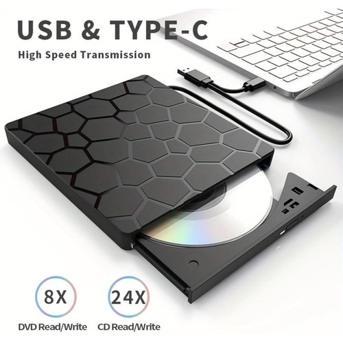 External CD DVD Drive, External Optical Drive DVD Player DVD Burner Rewriter New - Picture 7 of 12