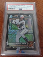 (#7/10) 2025 ARON ESTRADA BOWMAN CHROME MEGA BOX BLACK REFRACTOR GEM MINT PSA 10