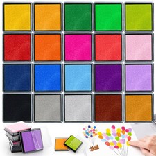 Ink Pads for Stamps - 20 Colors Ink Stamp Pad Washable Ink Pads Stamp Rainbow