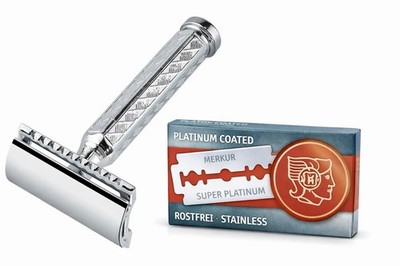 Merkur Dovo Chrome Plated Shaving Steel Handle Safety Razor with 10 Blade Pack