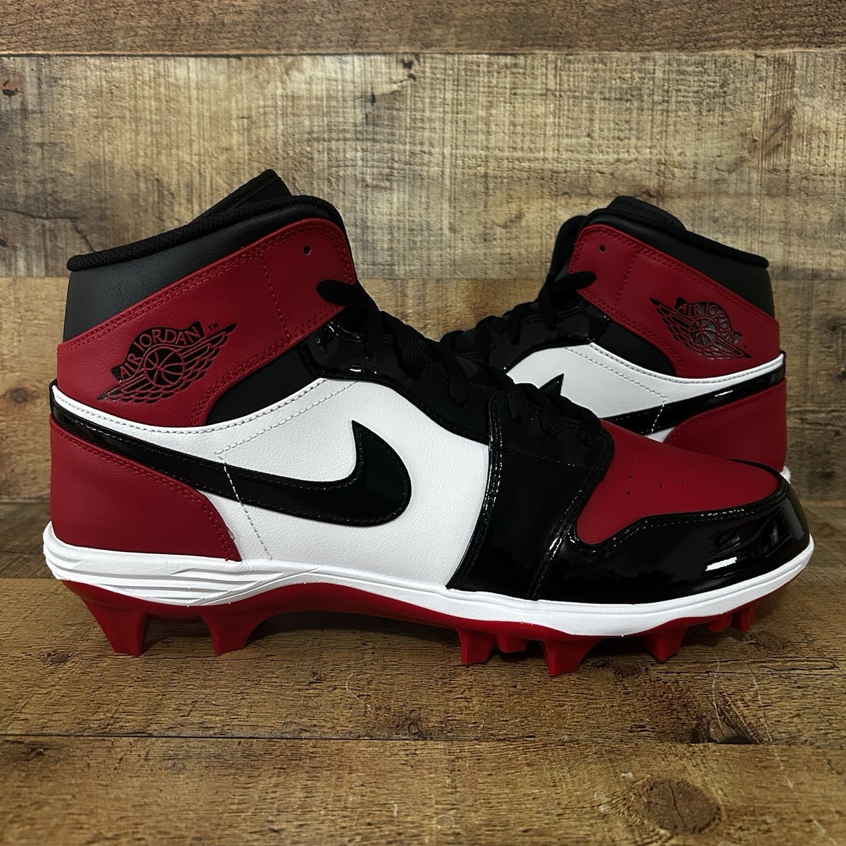 Nike Air Jordan 1 Mid TD AJ Football Cleats Mens 13 Bred Toe