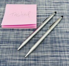 Cross Classic Century Ball Point Pen Pencil Set Chrome Finish Works w Ink Lead