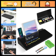 Desktop Glass Whiteboard with Storage Drawer - Dry Erase Board for Office, Hom