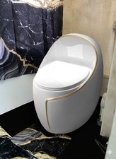 Toilet. Stunning Elegant White Gold Toilet With Free  Bathroom Set.  SALE PRICE!