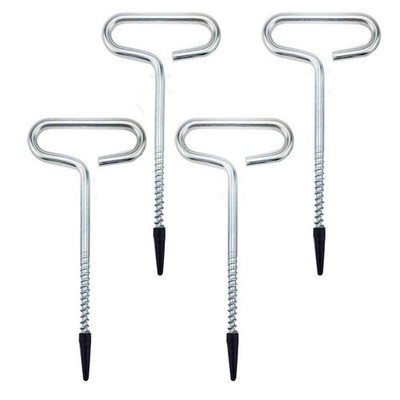 4Pcs Heavy Duty Tent Stakes, 18cm Ground Anchors, Threaded Peg for High Winds