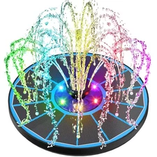 Solar Fountain Pump 3.5W Bird Bath Fountains with Blue Flower Upgraded Glass ...