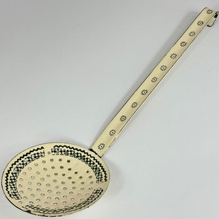 Vintage French Rustic Country Farmhouse Kitchen Enamel Strainer Cooking Utensil