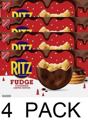 RITZ Fudge Covered Holiday Crackers Limited Edition 7.8 oz Box - 4 PACK