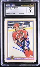 Viacheslav Fetisov Signed 1991-92 Bowman Card #273 Devils CGC 9 JSA 10 Auto