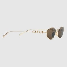 Gucci GG1802S 58mm Gold Tone Oval Sunglasses Metal Frame Authentic