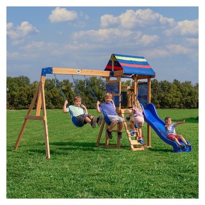 Backyard Discovery Bay Pointe Cedar Wood Swing Set with Slide