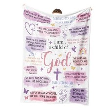 Baptism Gifts for Girl, I Am a Child of God Blanket, Christian 50 60IN Purple