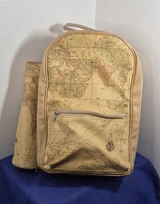 Picnic Time World Map Insulated Backpack with Detachable Wine Bottle Holder