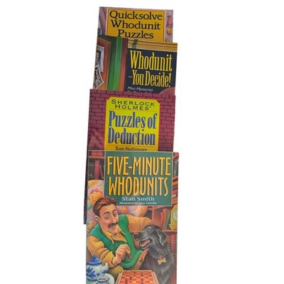 Whodunit Mystery Puzzle Book Lot of 4 Sherlock Holmes Five Minute Quicksolve