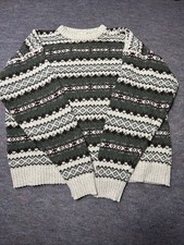 Vintage Fieldmaster Chunky Knit Sweater Mens XL Nordic Fair Isle USA Made 90s