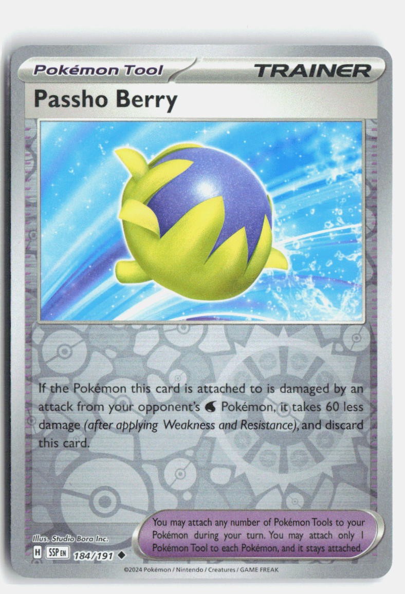 Passho Berry 184/191 Surging Sparks Uncommon Pokemon Reverse Holo NM