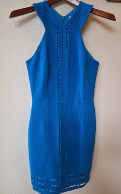 Greylin Millany Womens Fitted Blue Laser Cut Mini Dress Size XS | eBay