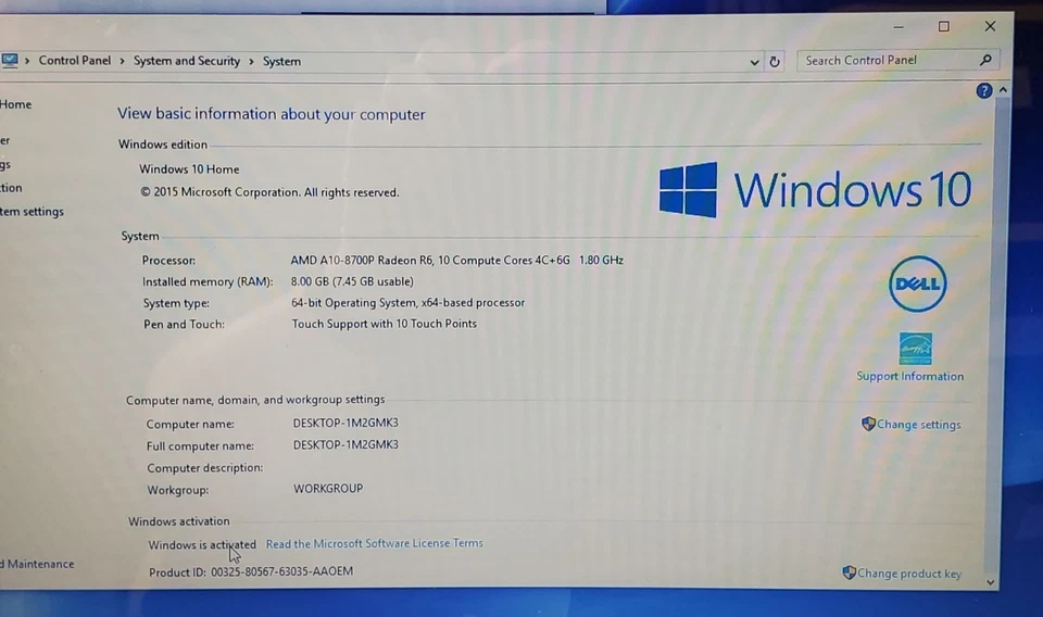 Laptop Dell Inspiron 5555 15.6" HD/AMD A10-8700P/8GB RAM/1TB HDD/pantalla táctil Foto 3 de 4